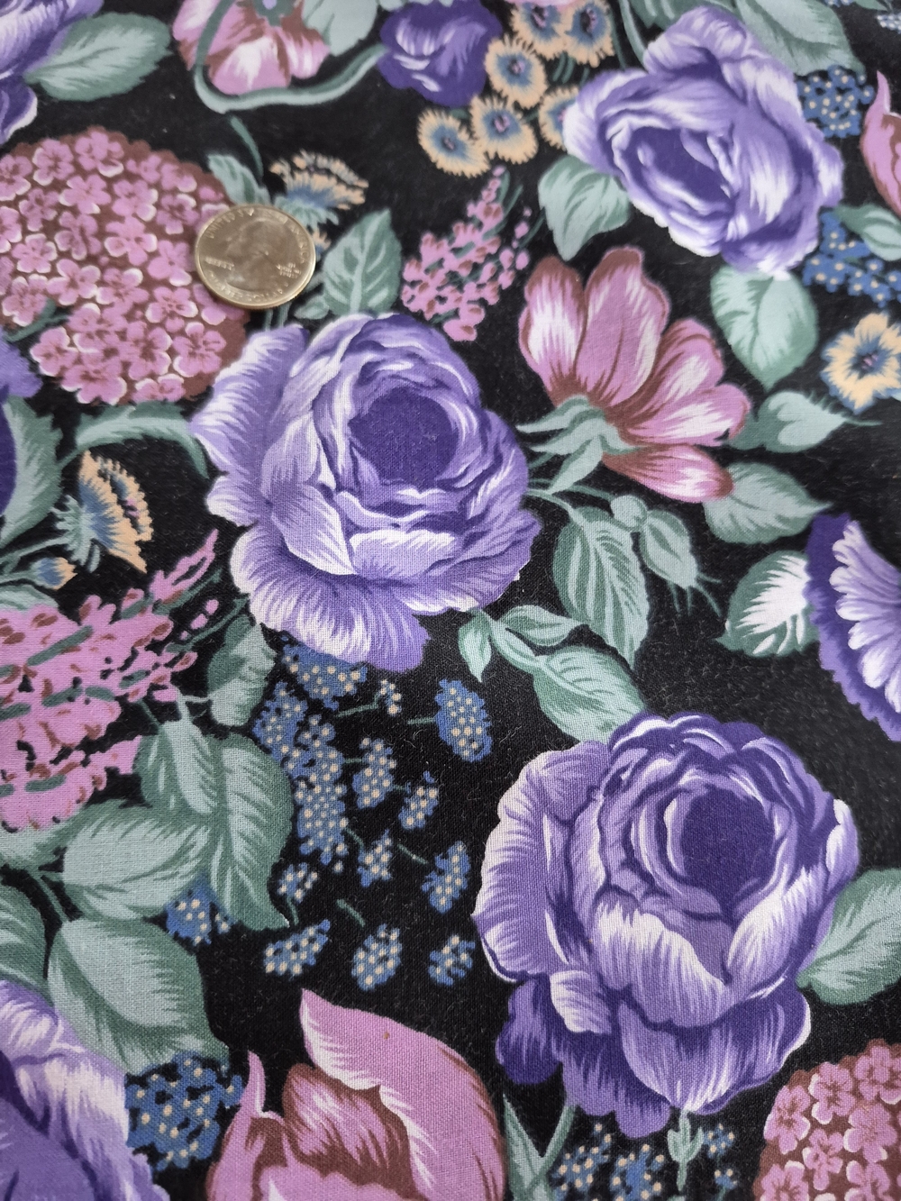 Floral Pink Purple Cotton Fabric 1 Yard Shamash Sons Rose Tulip Quilting Sewing